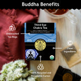 Buddha Teas - Third Eye Chakra Tea - Organic Herbal Tea - For Insight & Intuition - With Eyebright, Spearmint, Star Anise & Sapphire Essence - 100%