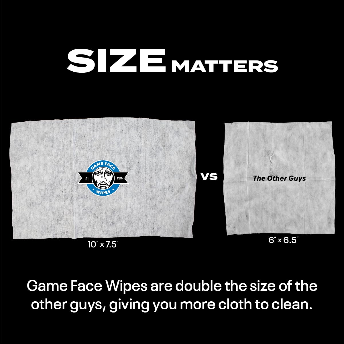 Game Face Deodorizing Body Wipes 25 Count Extra Large Size Compostable Cloth Naturally Formulated Hydrating, Refreshing, and Odor Neutralizing Wipes