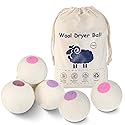 Wool Dryer Balls 6PCS Pure Organic Laundry Wool Tumble Dryer Ball Reusable Natural Fabric Softener Reduce Wrinkles and Drying Time