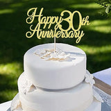 Auteby Happy 30th Anniversary Cake Topper, Gold Glitter 30th Birthday/Wedding Anniversary Party Decoration Supplies (30)