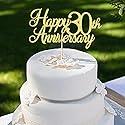 Auteby Happy 30th Anniversary Cake Topper, Gold Glitter 30th Birthday/Wedding Anniversary Party Decoration Supplies (30)