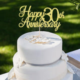Auteby Happy 30th Anniversary Cake Topper, Gold Glitter 30th Birthday/Wedding Anniversary Party Decoration Supplies (30)