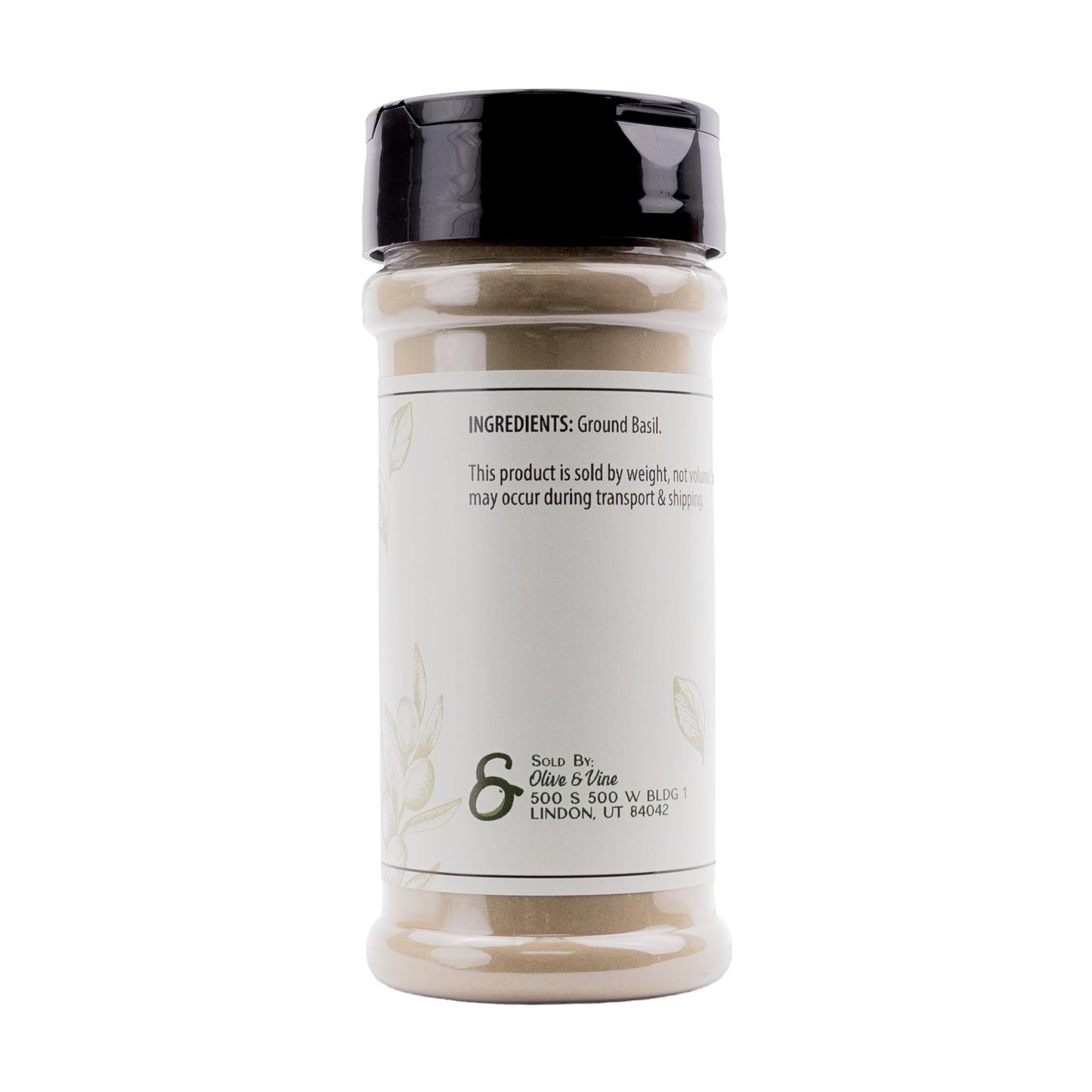 Olive & Vine Ground Basil, Herbaceous Flavor, Seasoning for Pasta, Soups, Salads, with Rich Tradition, Authentic Taste, For Global Recipes (3.20