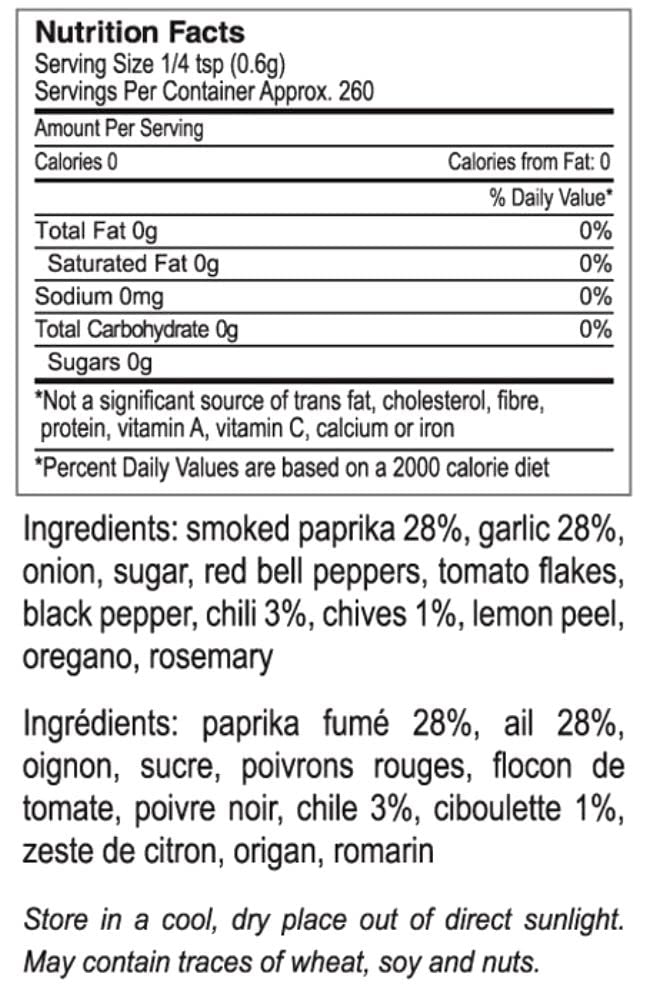 The Gourmet Collection, Smoked Paprika, Garlic, Chili & Chives Spice Blend-Salt Free Seasonings for Cooking Chicken, Beef, Pork, Fish
