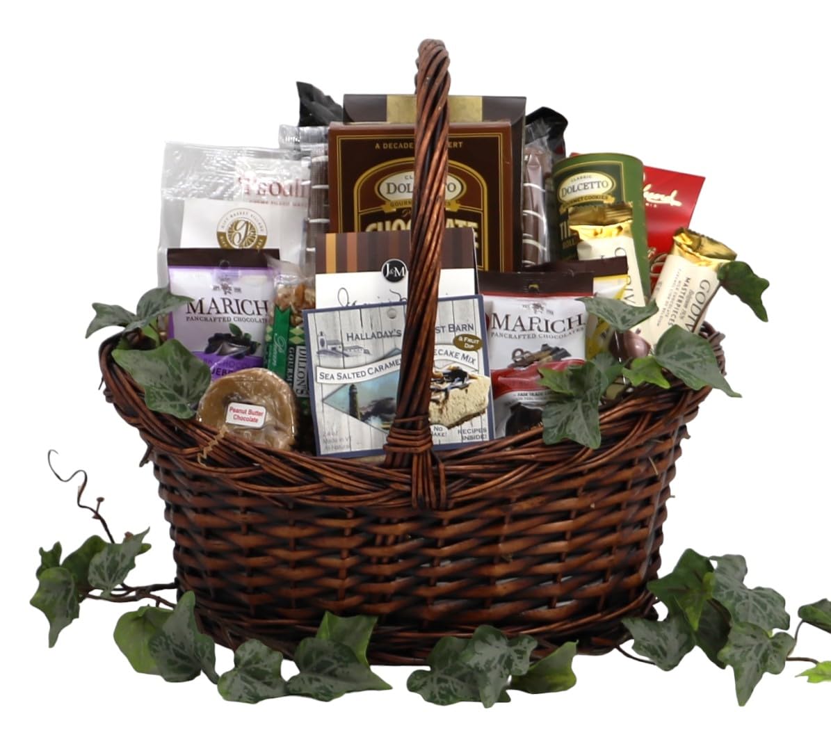 Gift Basket Village: Chocolate Gift Basket with Cookies, Biscotti, Pretzels, Nuts, Fudge, Chocolates & More - Gourmet Candy Gift Set for Women, Men