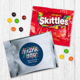 24 Pack Personalized Floral Thank You Party Favor Bags Filled With Coated Fruit Chew Minis For Corporate Favors, Event Giveaways, Appreciation Gifts