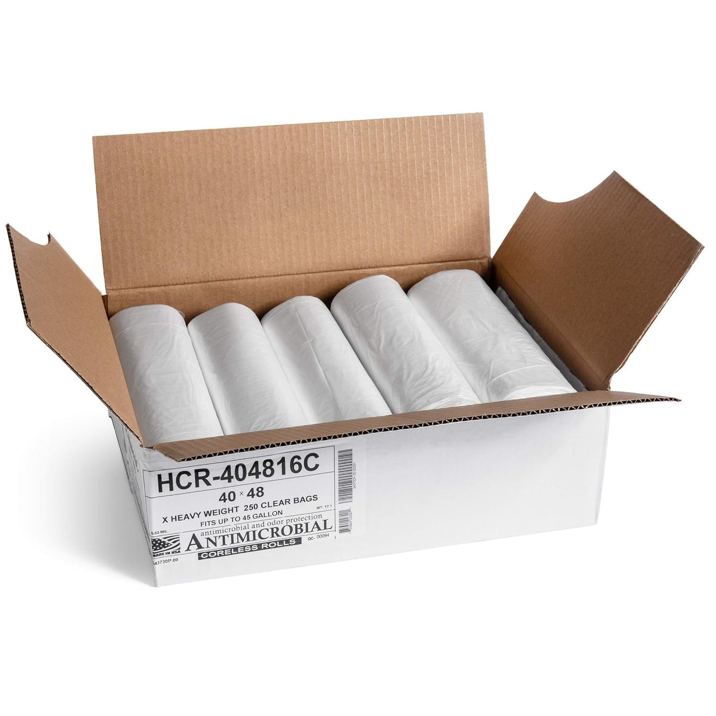 Aluf Plastics 45 Gallon Clear Trash Bags 40" x 48" - 16 Micron Equivalent High Density Value Garbage Bags, HCR-404816C (Pack of 1, 250 Count Total)