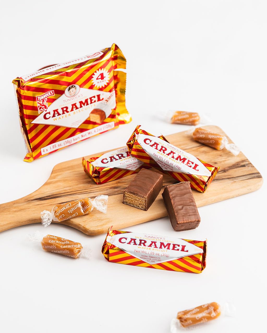 Tunnock's Caramel Wafers - Milk Chocolate (Pack of 4 Wafers) 120g