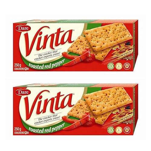 Vinta Roasted Red Pepper Crackers, Dare, 250g/9oz, 2-Pack {Imported from Canada}