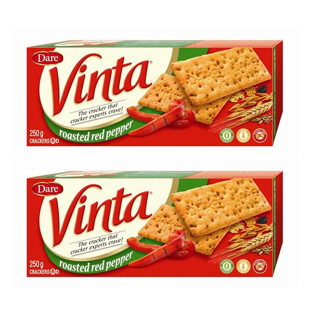 Vinta Roasted Red Pepper Crackers, Dare, 250g/9oz, 2-Pack {Imported from Canada}