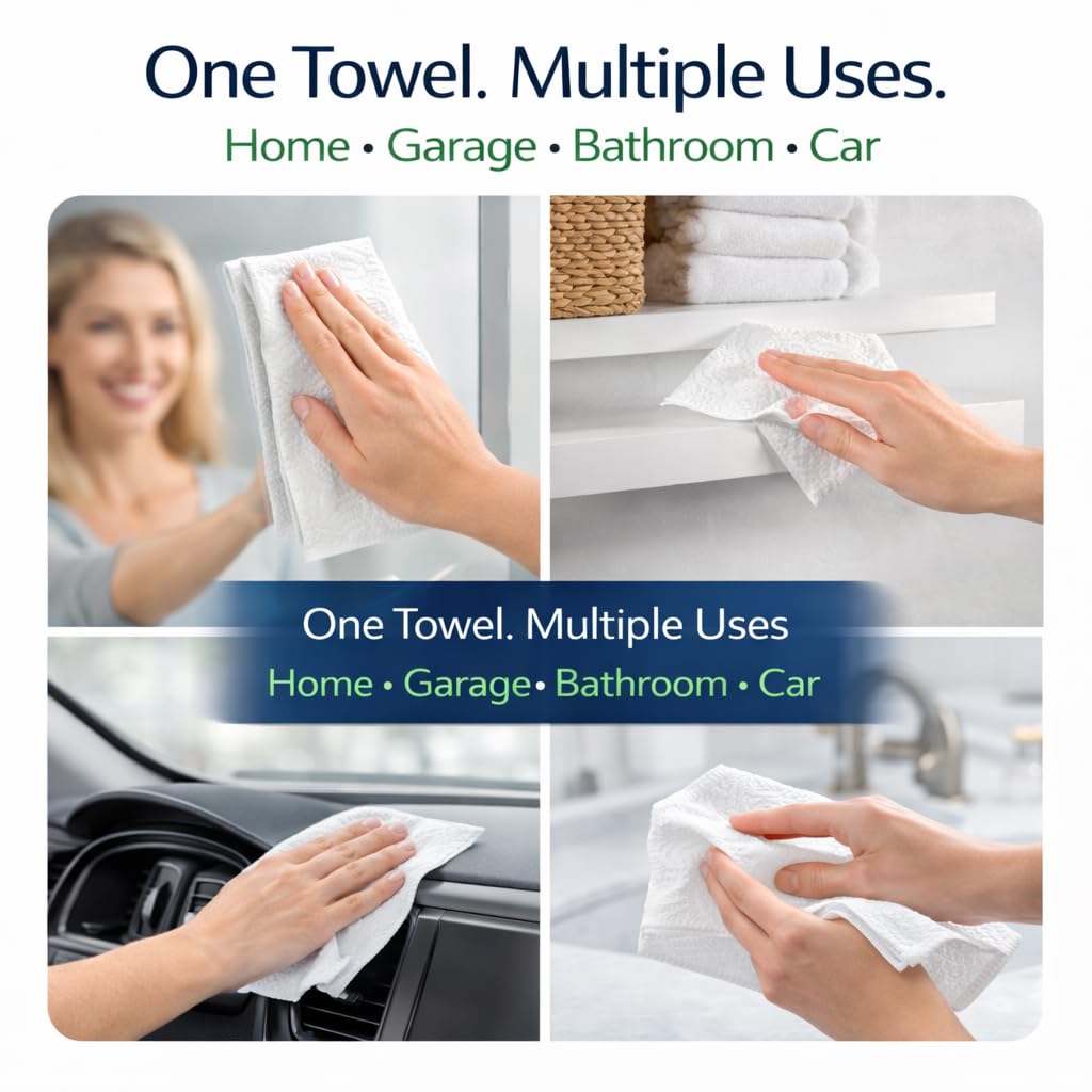 PREMIO NEST Tear-A-Square Paper Towels, 6 Double Rolls, 2-Ply Strong & Absorbent Kitchen Paper Towels, Custom Size Sheets for Cleaning, Household