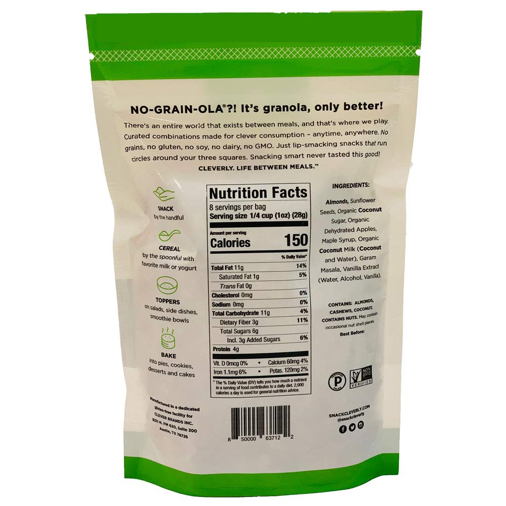 NO-GRAIN-OLA - Grain Free Granola | Paleo Friendly Healthy Snacks | Natural, Dairy Free, Soy Free, No Refined Sugars, Non GMO (8oz bags, 3 Bags Per