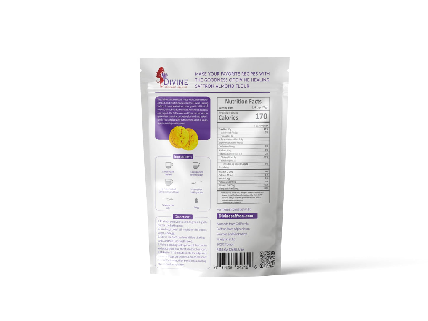 Divine Saffron - Premium Saffron Almond Flour | Gluten-Free, Award-Winning Blend | Made with 100% California Almonds & Pure Saffron | Perfect