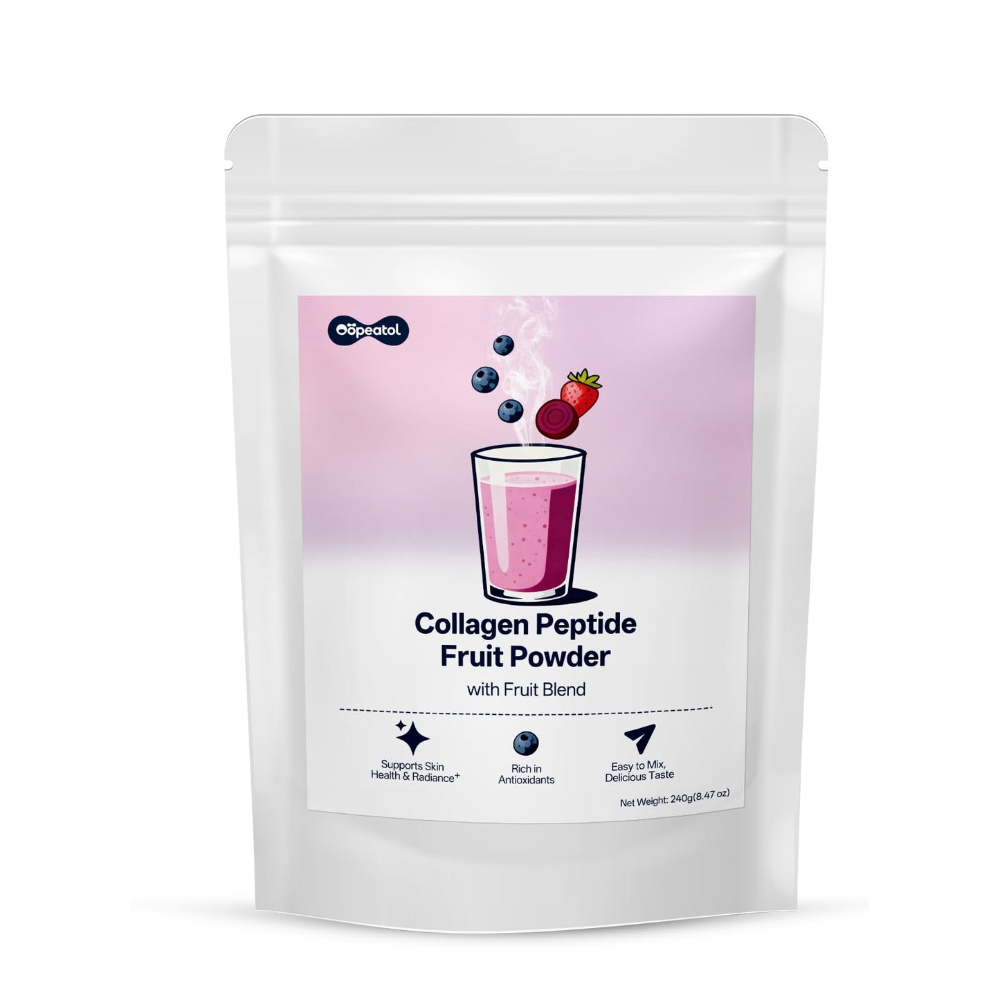 Oopeatol Collageno Peptides Powder with Blueberries & Hyaluronic Acid | Supports Healthy Hair, Skin & Nails | Antioxidant & Moisturizing Daily Beauty