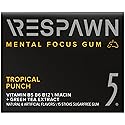 RESPAWN by 5 GUM Mental Focus Gum, Tropical Punch Sugar Free Chewing Gum, 15 Sticks