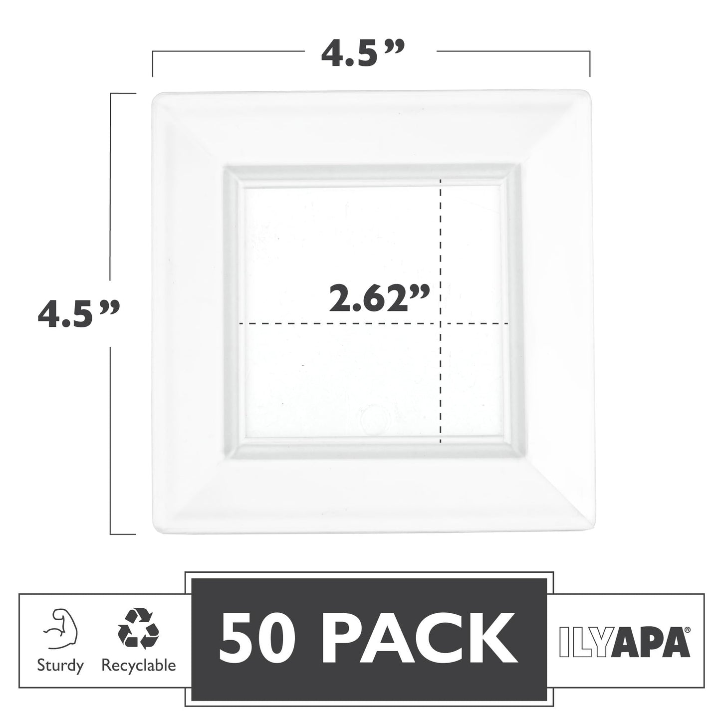 Ilyapa 50 Pack 4.5 Inch Disposable Dessert Plates, Plastic Clear Party Sets for 50 Guests, Clear Appetizer, Cake Plates 4.5", Party & Dinner