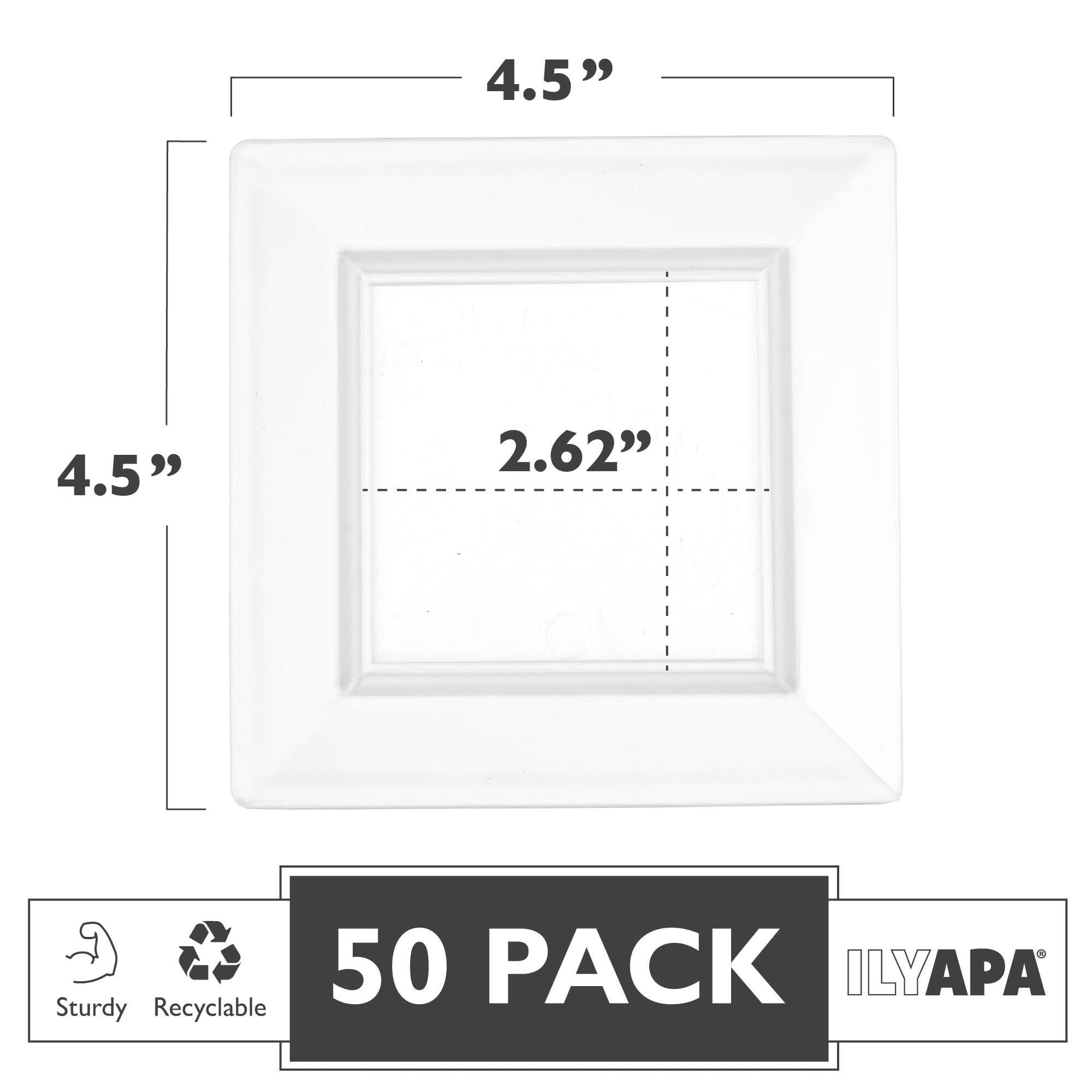 Ilyapa 50 Pack 4.5 Inch Disposable Dessert Plates, Plastic Clear Party Sets for 50 Guests, Clear Appetizer, Cake Plates 4.5", Party & Dinner