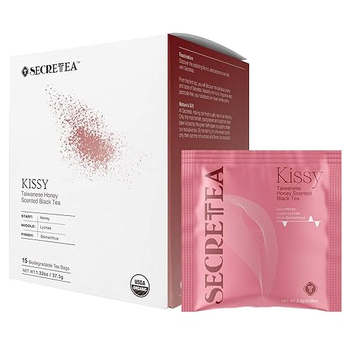 SECRETEA, KISSY, Organic TAIWAN Signature Honey Scented Black Tea | Good for Cold brew Tea | Natural Antioxidants |15 Sachet Tea Bags
