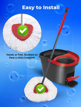 4 Pack Spin Mop Replacement Head Compatible with O-Cedar EasyWring 1 Tank, 30-58" Mop Handle Base and Microfiber Head Refills, Easy-to-Replace