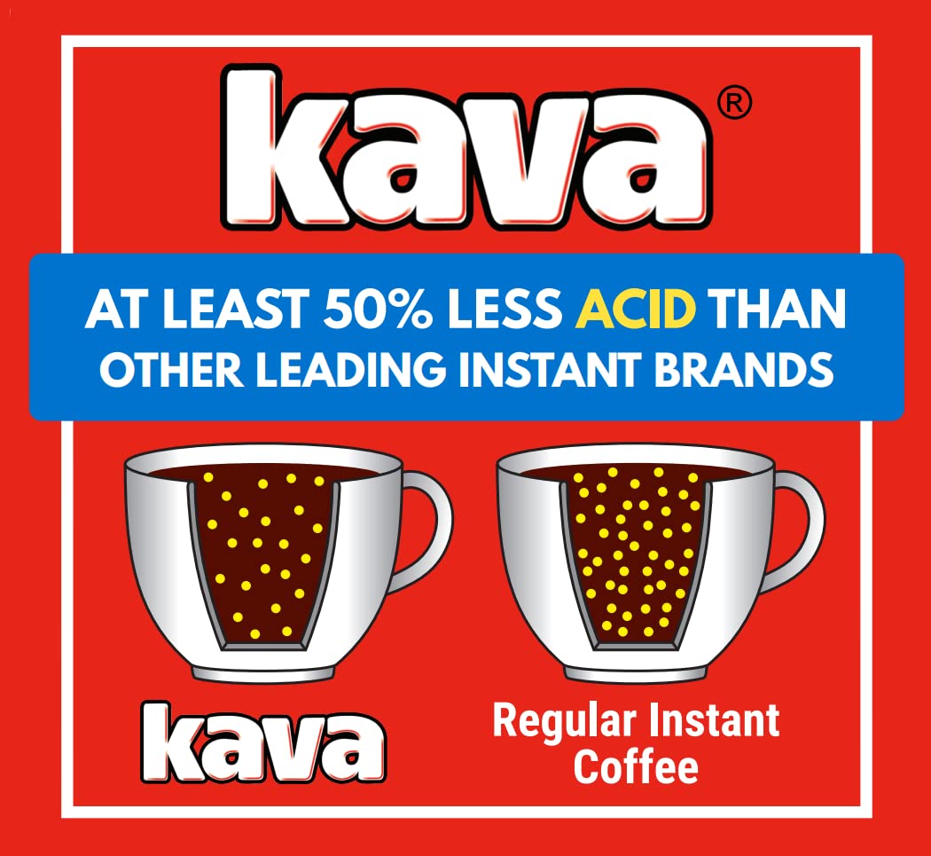 Kava Low Acid Instant Coffee Lover Bundle Set, 4 Ounce Glass Jar of Each, Regular & Decaf