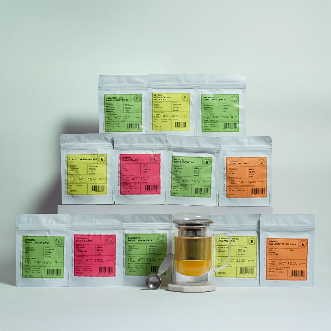 Teabox Indian Whole Leaf Trial Pack: Enjoy with Seidel Glass Tea Mug with Infuser & Ideal Teaspoon