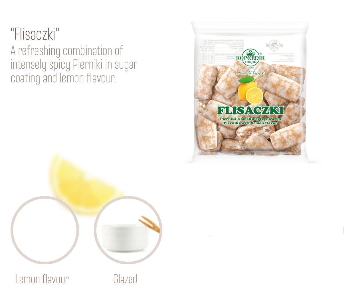 KOPERNIK PIERNIKI 2 pack: CALUSKI (4.94 oz) & FLISACZKI (5.39 oz) Sugar Coated Gingerbread. Product from Poland. Packing by Granda.