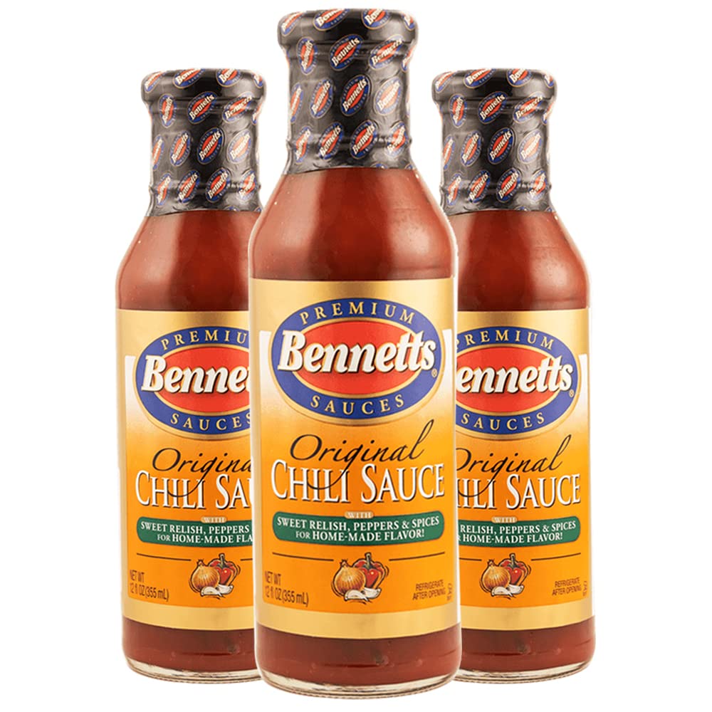 Bennett's Original Chili Sauce, 12 oz Bottle, Pack of 3, Classic Homemade Taste, Kosher Pantry Staple, Sweet and Spicy Sauce for Meatloaf, Sloppy