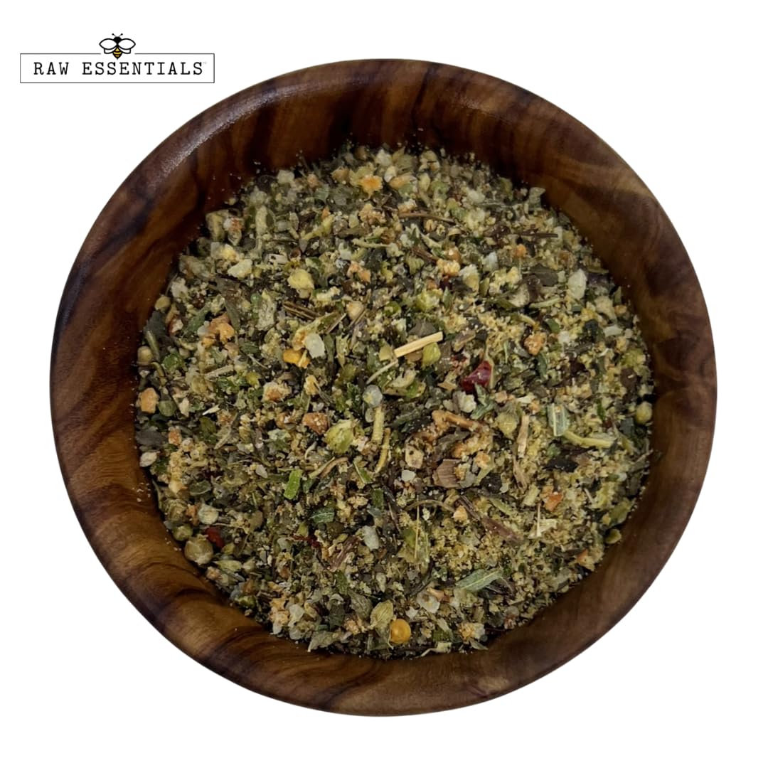 Raw Essentials Pizza Seasoning - Italian Seasoning - Cheesy Herb Blend - Great on Pizza, Pasta and Italian Delights - 6 oz
