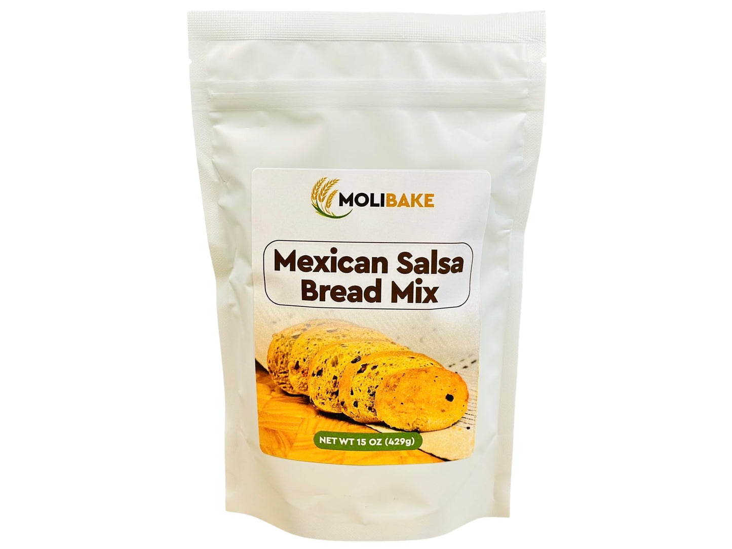 Molibake Mexican Salsa Bread Mix - Premium Artisan Bread Mix for Bread Machine and Oven - 15 oz - All-Natural Gourmet Blend with Tomato, Jalapeño, Bell Pepper, Onion, Garlic & Cilantro - Easy-to-Use Bread Maker Mix for Homemade Baking