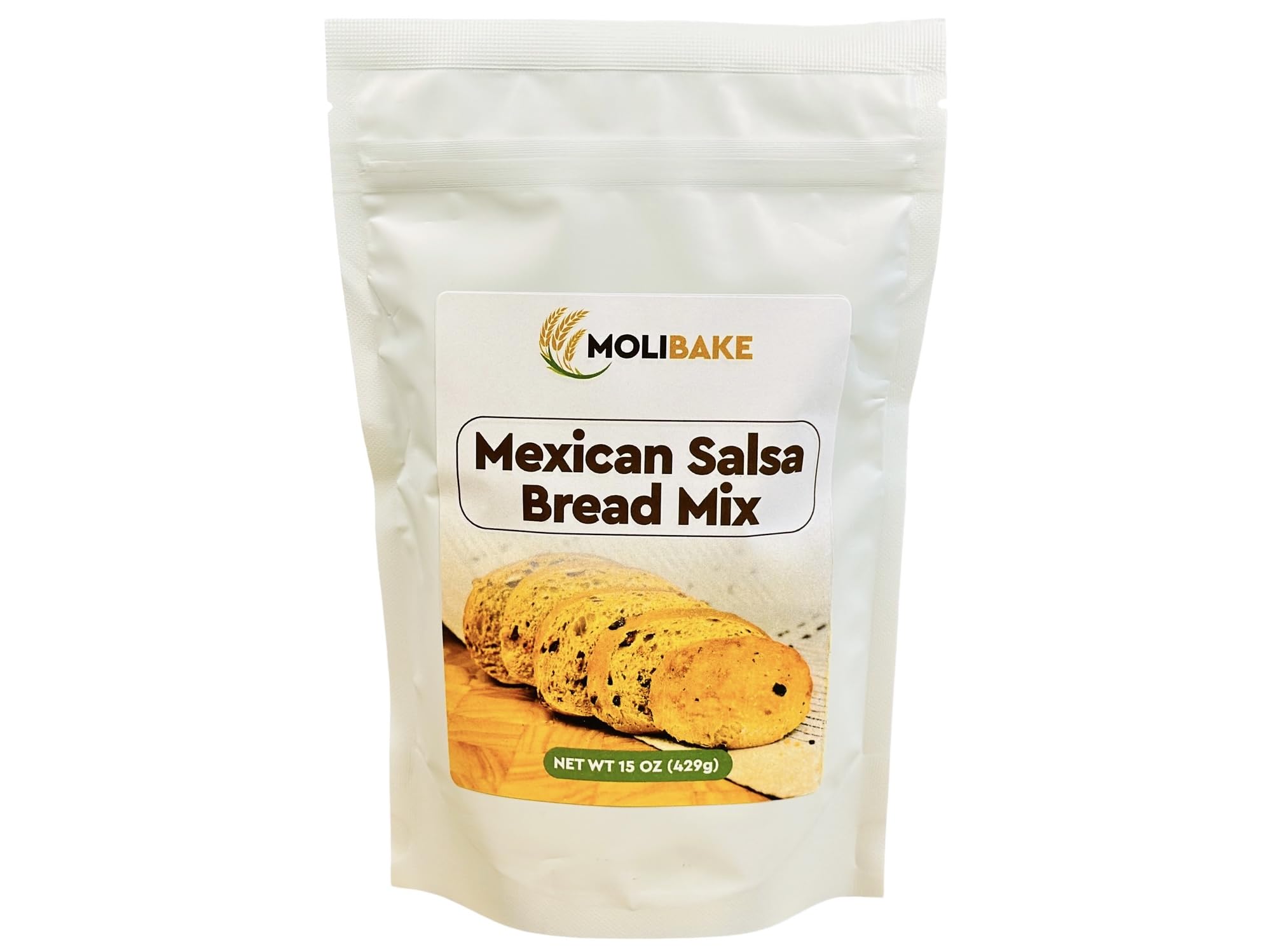 Molibake Mexican Salsa Bread Mix - Premium Artisan Bread Mix for Bread Machine and Oven - 15 oz - All-Natural Gourmet Blend with Tomato, Jalapeño, Bell Pepper, Onion, Garlic & Cilantro - Easy-to-Use Bread Maker Mix for Homemade Baking