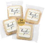 Thank You Cookies Gold Black Elegant Classy Appreciation Treats Party Favors Gift Basket for Teachers Employees Nurses | 24 Pack Individually Wrapped