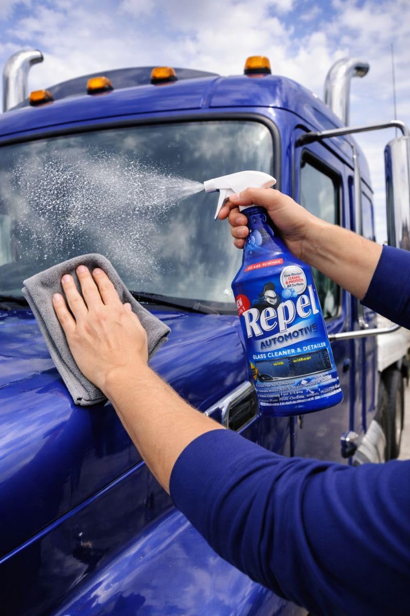 Repel Auto Glass Cleaner, Streak-Free with Protective Nano Barrier. Minerals, & Grime. Makes Glass Self-Cleaning. Safe & Non-Toxic - 32 oz