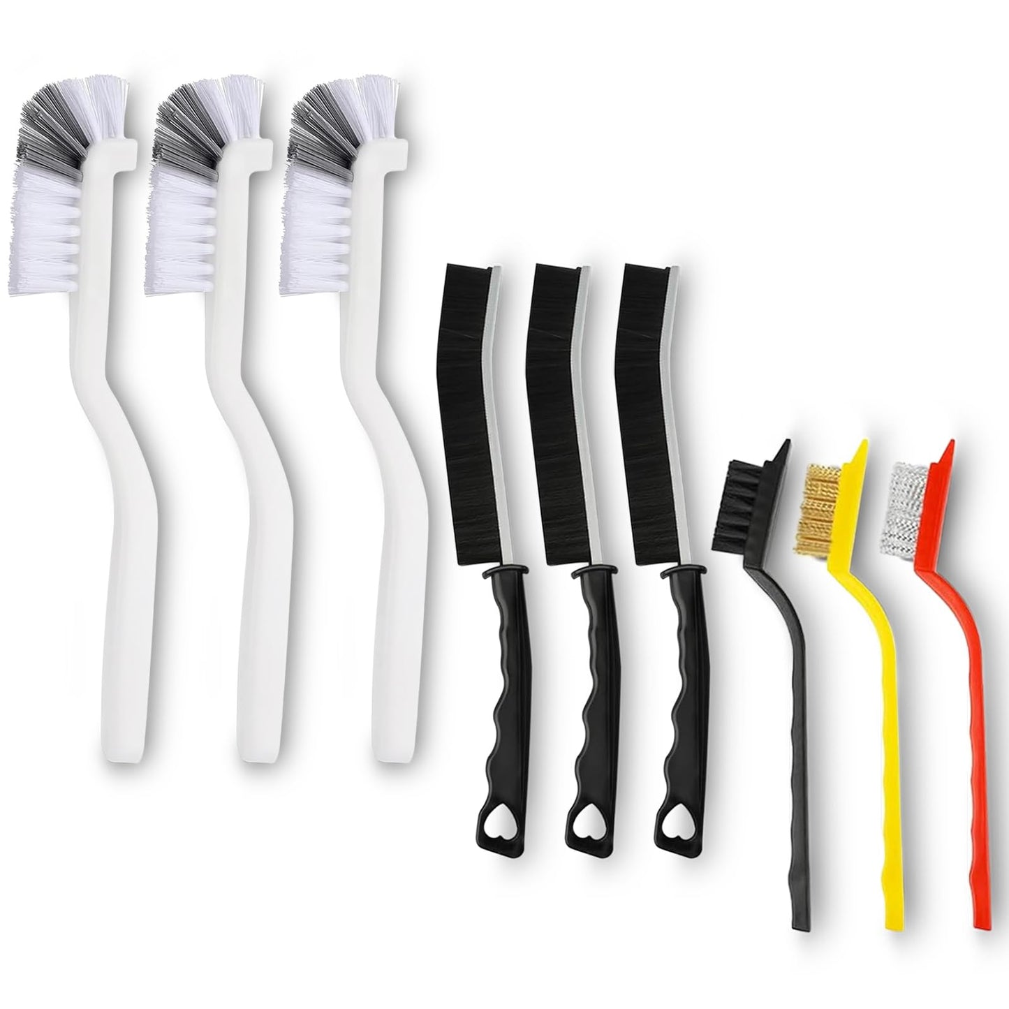 9 Pack Crevice Cleaning Brush Set, Hard Bristle Detail Brush Set for Deep Cleaning Kitchen, Bathroom, Grout, Sink, Bottle, Blender, Corners, Tight