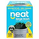 Neat Tall Kitchen 30 Gallon Drawstring Trash Bags - (MEGA 120 COUNT) - Triple Ply Fortified, Eco-Friendly 50% Recycled Material, Neutralize+ Odor