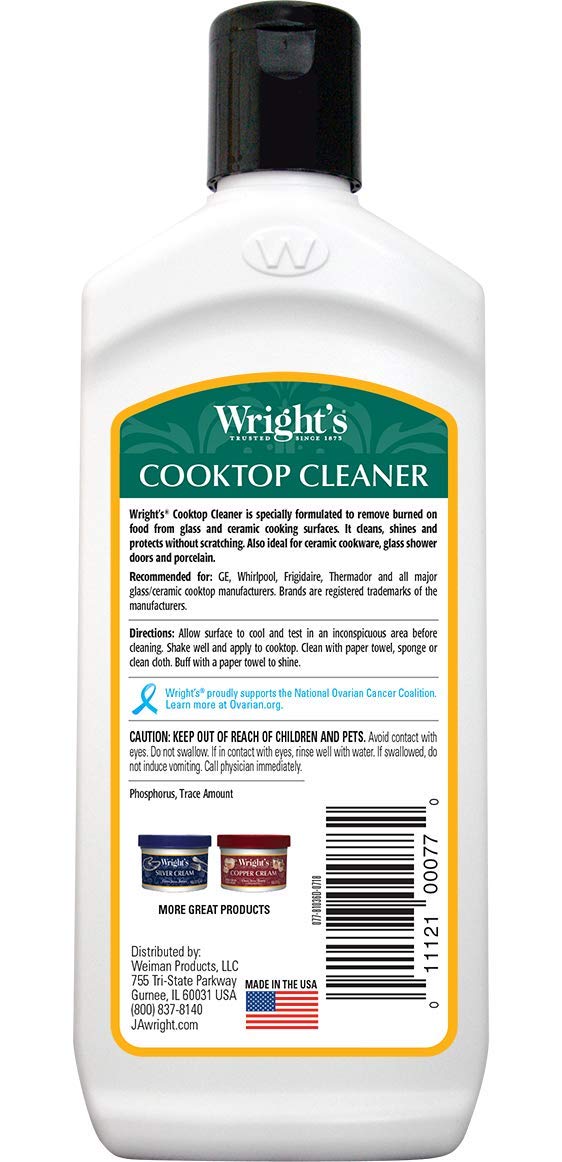 Wright's Cooktop Cleaner - Cleans and Protects Glass/Ceramic Smooth Top Ranges with its gentle formula - 10 Oz.