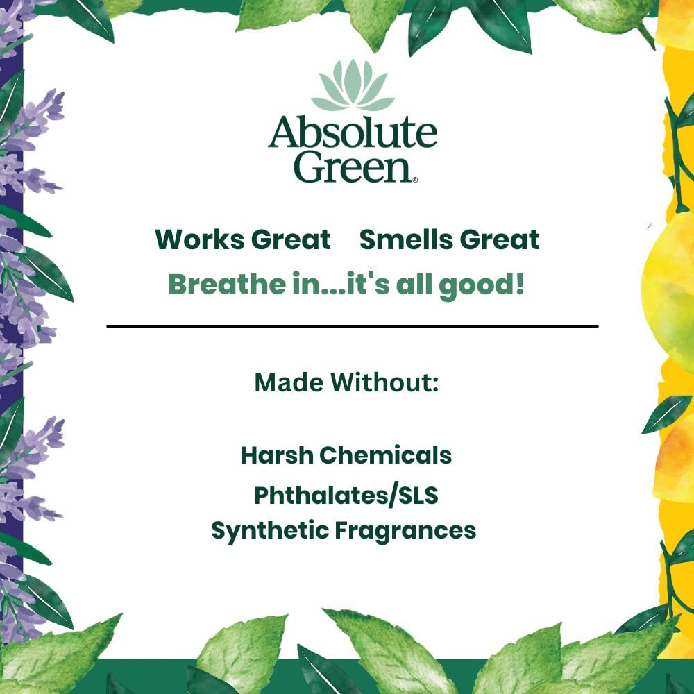 Absolute Green All Purpose Cleaner Spray, Non-Toxic, Kitchen, Bath, Countertop, Stainless, Safe around Kids + Pets, Natural Lemon Scent, 25 oz (6