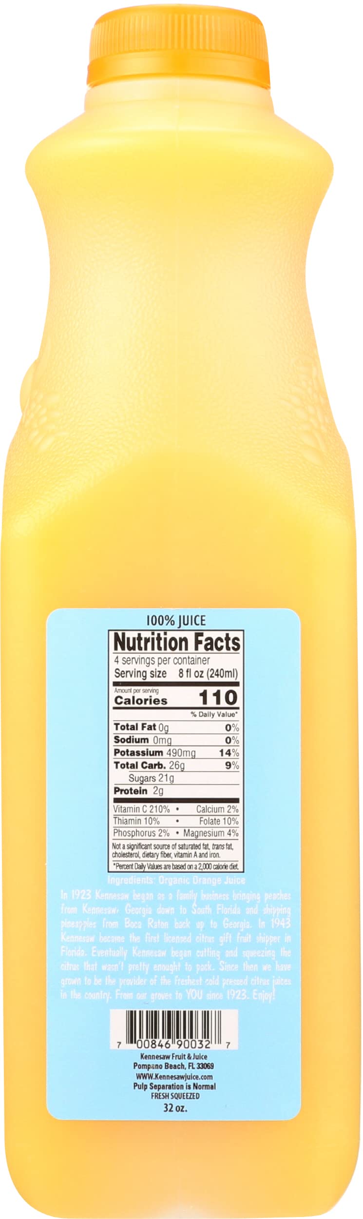 Kennesaw Organic Orange Juice, 32 FZ