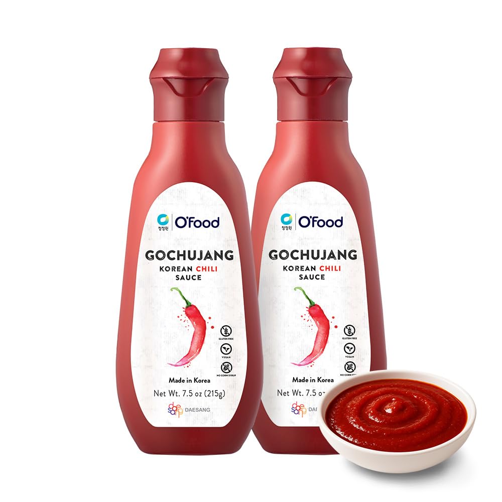 Gochujang Korean Chili Sauce [7.5 oz, Pack of 2] - Medium Hot Squeeze Bottle | Korean Hot Pepper Paste Sauce for Bibimbap, Tteokbokki, Stir-Fry