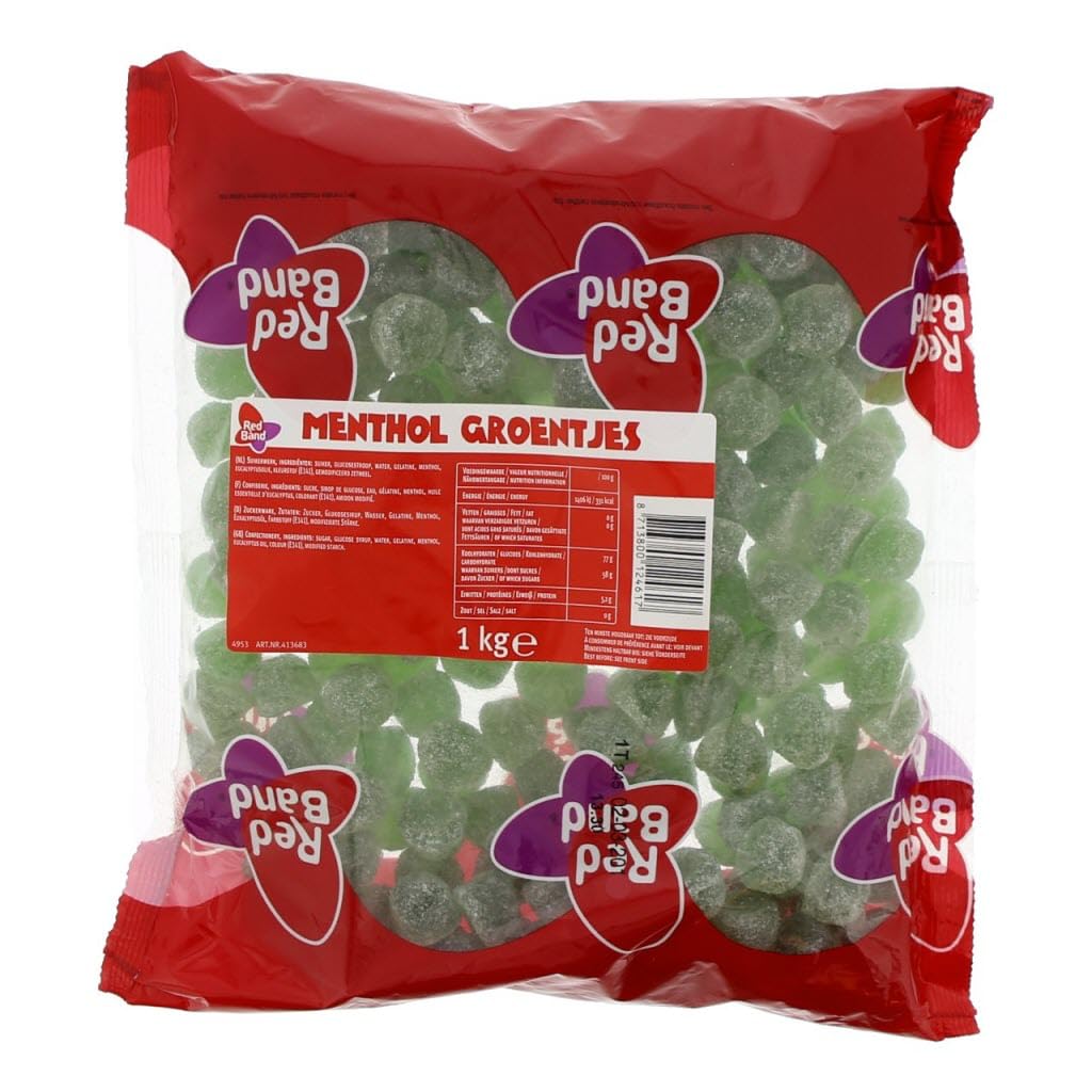 Menthol gummi in 1. Kilobag 2.2lb Bag - RedBand Menthol Groentjes (Eucalyptus Gummi) by Redband
