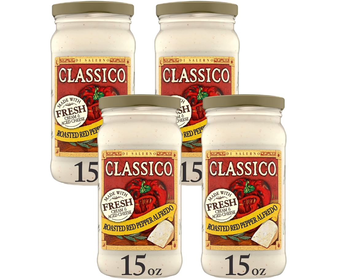 Classico Roasted Red Pepper Alfredo Pasta Sauce, 15 Oz (Pack of 4)