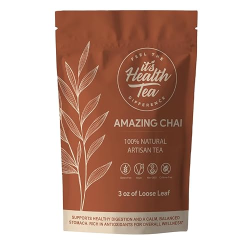 Amazing Chai Herbal Tea - Rooibos, Cinnamon, Ginger, Cardamom & Cloves - Caffeine-Free Spiced Blend for Digestive Comfort & Calm Balance - 3 oz Loose