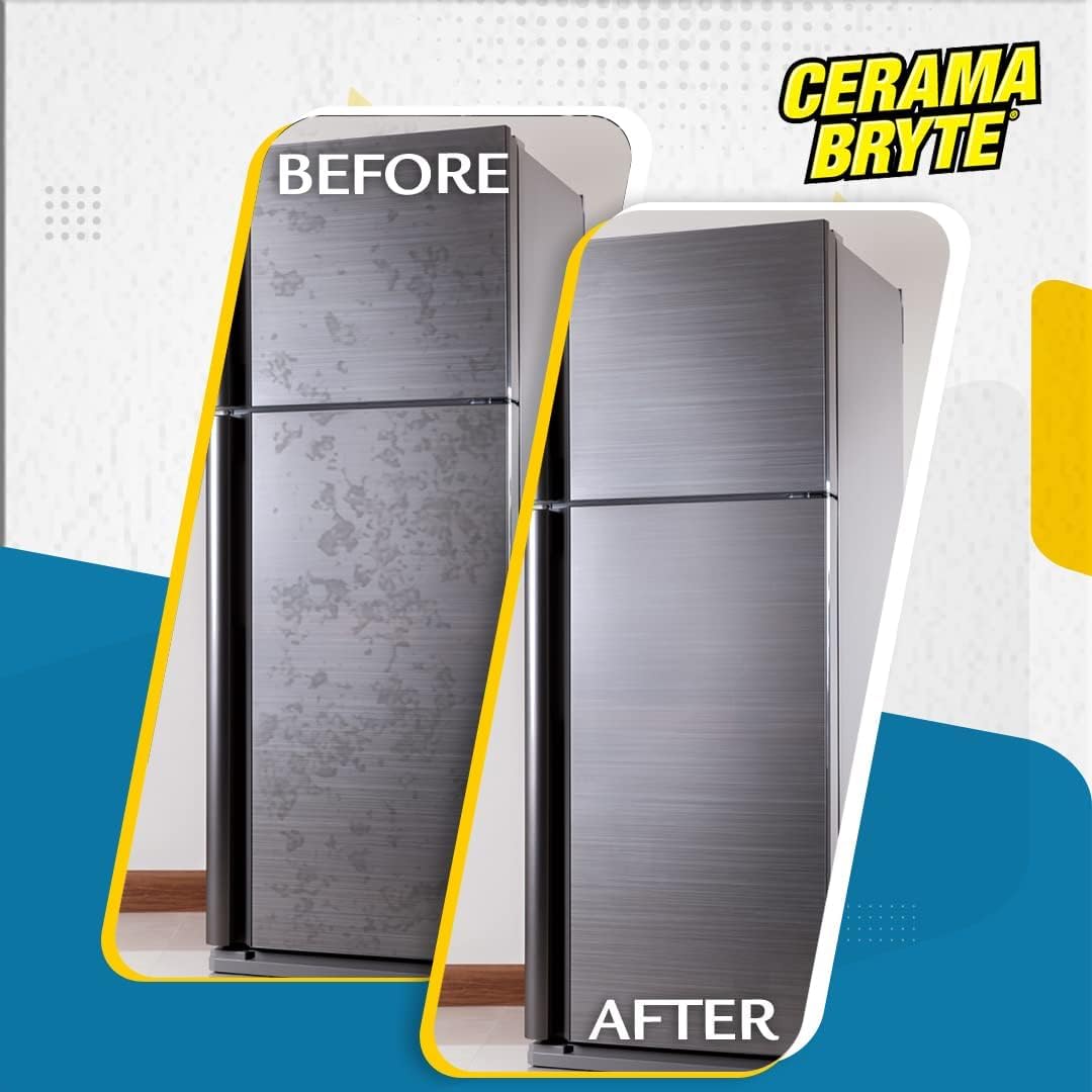 Cerama Bryte High Strength Protective Stainless Steel Appliance Cleaner & Polish Spray with Mineral Oil - 16 oz, Includes Large Microfiber Cloth