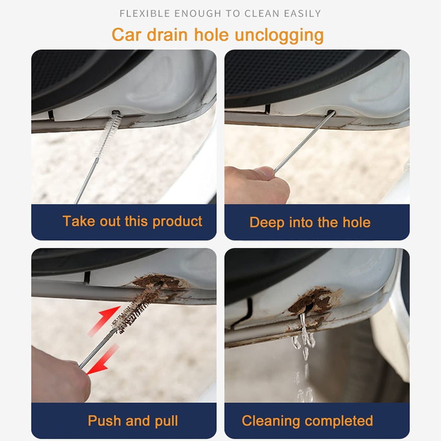 BYTRON Extra Long Pipe Tube Cleaner Fridge Drain Pipe Dredging Tool Flexible Drain Brush Skinny Tube Spiral Cleaning Brush Drinking Straw Cleaner