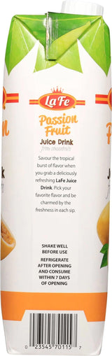 La Fe Passion Fruit Juice - Fresh Passion Fruit Juice Drink, Rich in Vitamin C, Sweet & Refreshing for Kids, Family & On the go, 3-Pack, 33.8 Fl Oz