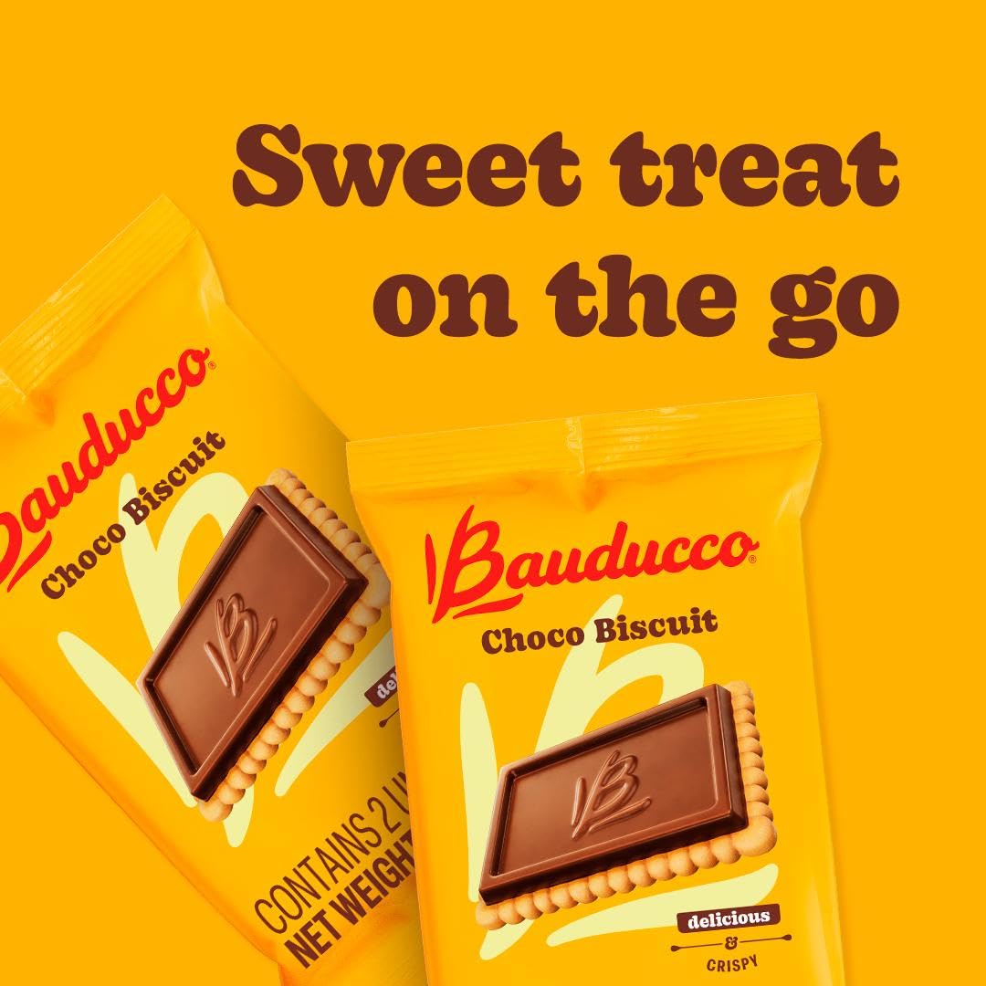 Bauducco Choco Biscuit Cookies - Crispy Chocolate-Covered Biscuits, Individually Wrapped for Snacking, Dessert, and Lunch Boxes, 25.3 oz (Pack of 40)