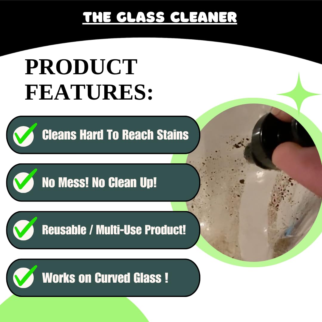 The Glass Cleaner Magnetic Kit | Mini/Small, 9.5 mm Size | For Water Pipes, Vases, Windows, Aquariums and Small & Unique Sizes | Cleans Hard to Reach