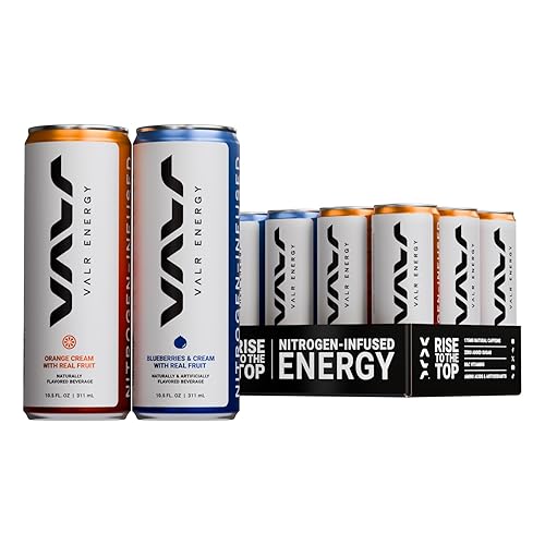 VALR Energy | Nitrogen-Infused Energy Drink | 175mg Natural Caffeine from Green Tea | Pre-Workout Performance with Amino Acids & Antioxidants |