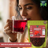 Green Royalty Jamaica (Hibiscus) 4 oz - 100% Natural Dried Hibiscus Flowers - Non-GMO, Gluten-Free, Caffeine-Free Herbal Infusion - Resealable Bag