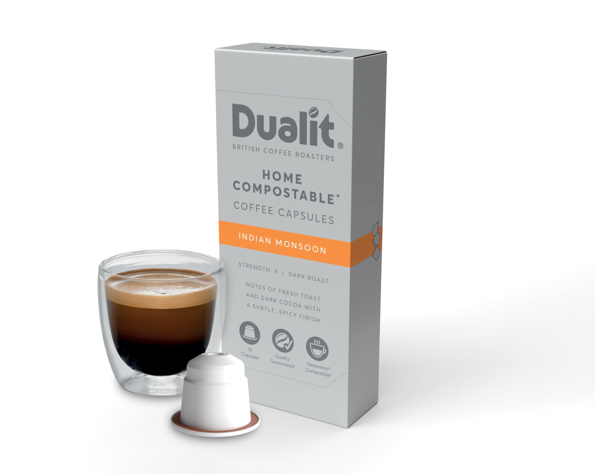 Dualit Indian Monsoon Original Line Compatible* Home Compostable Capsules - 80 pack - 80 Servings of Eco Friendly Single Origin Coffee Pods - 100%