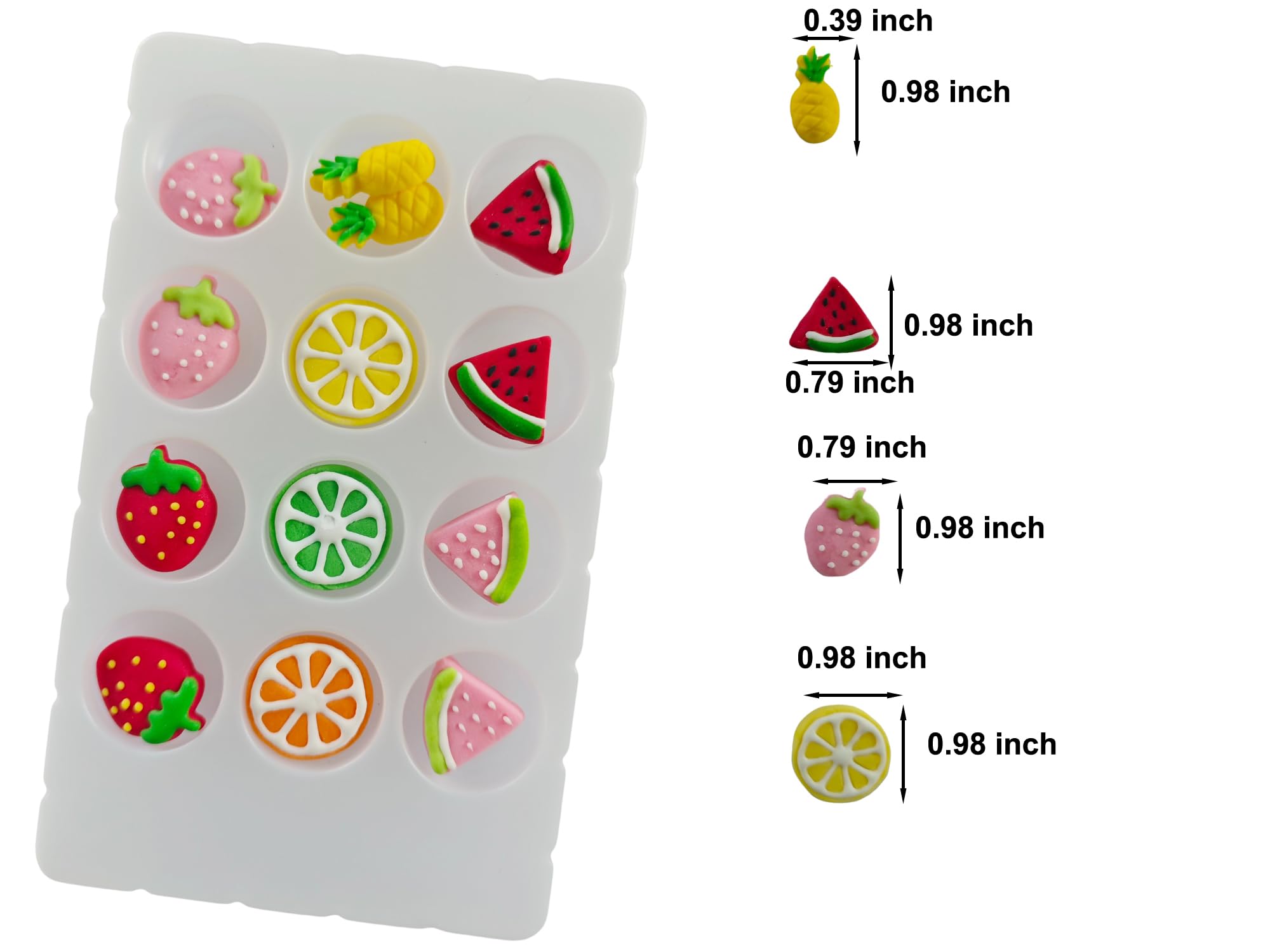 Edible Mixed 12pcs Fruit Sugar cake decorations, cupcake toppers, perfect Icing Cookies decro for Valentine's Day Birthday Halloween Thanksgiving